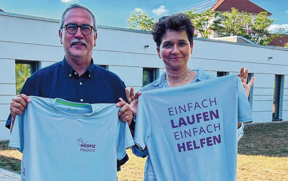 Olaf Glomke und Tina Fester, Spendenlauf Hospiz Wittenberge 2022